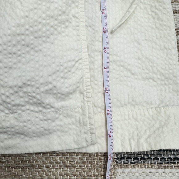 Everlane Dress Women's 10 Bone Seersucker Wrap V Neck Balloon Sleeve Mini - Picture 12 of 14